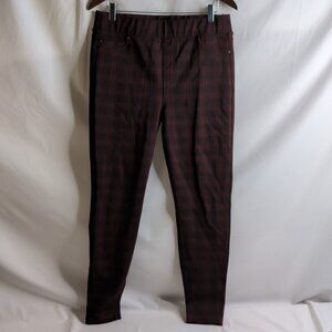 Liverpool Women's Maroon/Black Rosette Plaid Jeggings, US 12